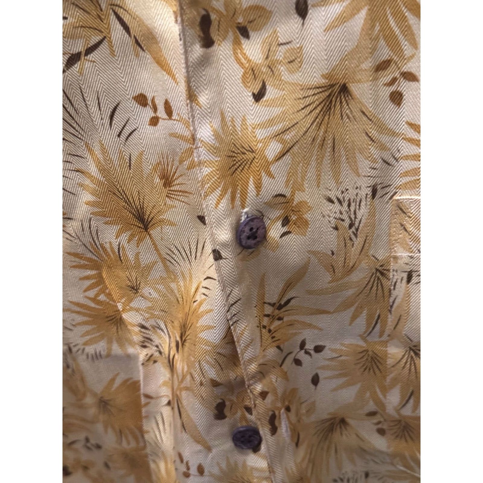 Vintage Jos A Bank Sunshine Yellow Floral Silk SHORT SLEEVE BUTTON UP SHIRT Large Size US L / EU 52-54 / 3 - 7 Thumbnail