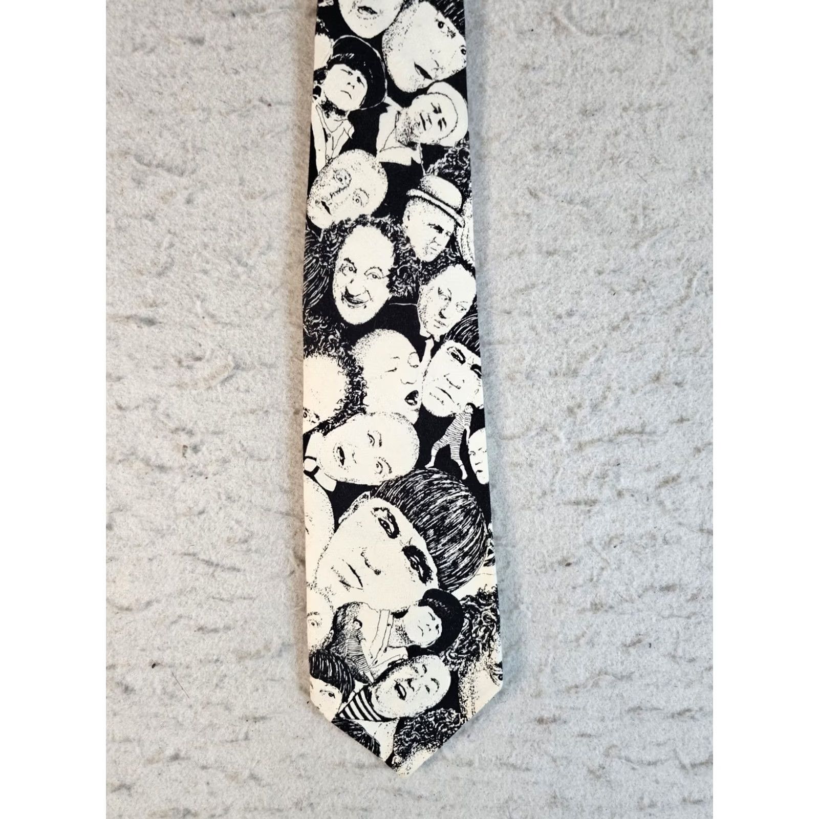 Vintage VINTAGE Ralph Marlin Three Stooges Neck Tie Black & White 60" Long 90s Mens Size ONE SIZE - 2 Thumbnail