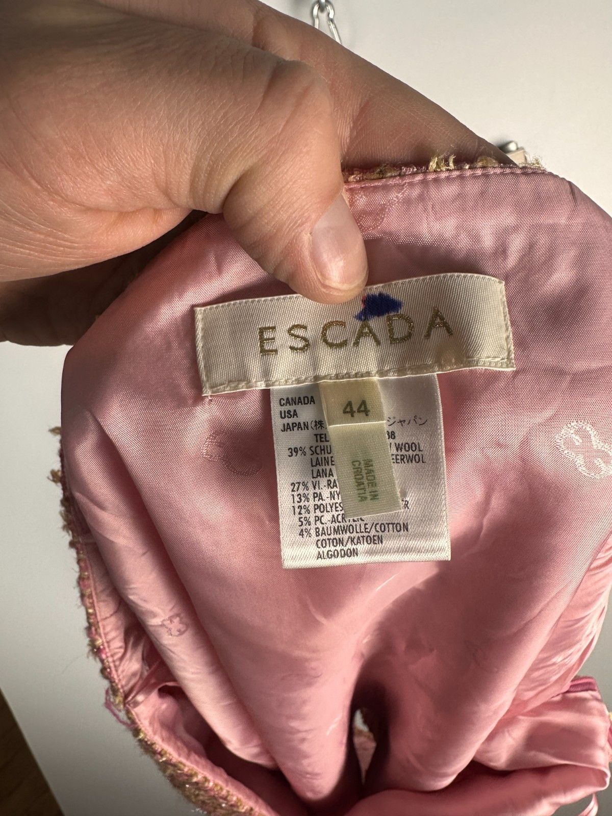 Escada Escada Tweed Skirt Check Wool Pink Size 44 Size 30" / US 8 / IT 44 - 7 Thumbnail