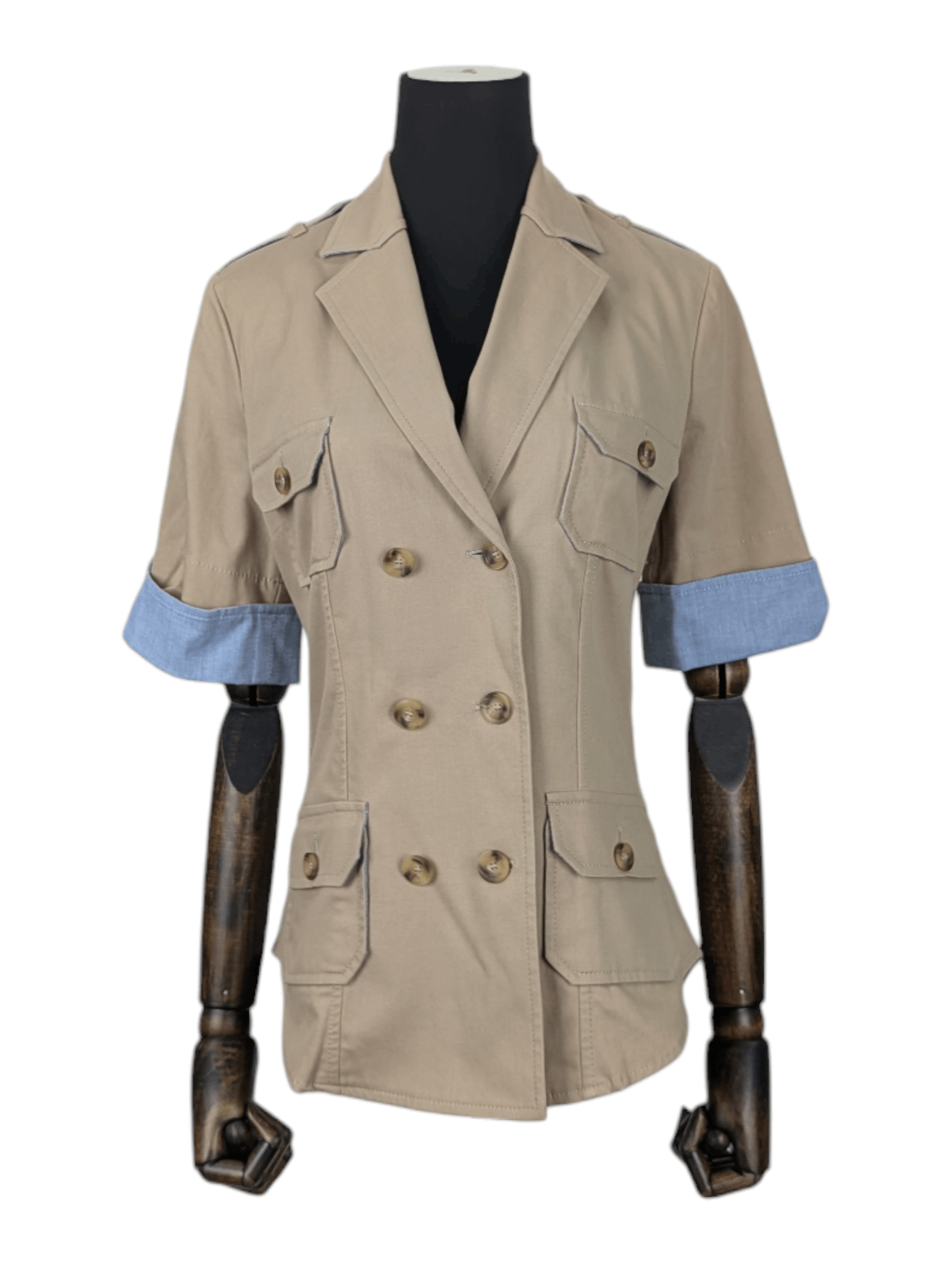 Dolce & Gabbana Beige Double Breasted Short Sleeve Shirt Jacket Size XS / US 0-2 / IT 36-38 - 1 Thumbnail