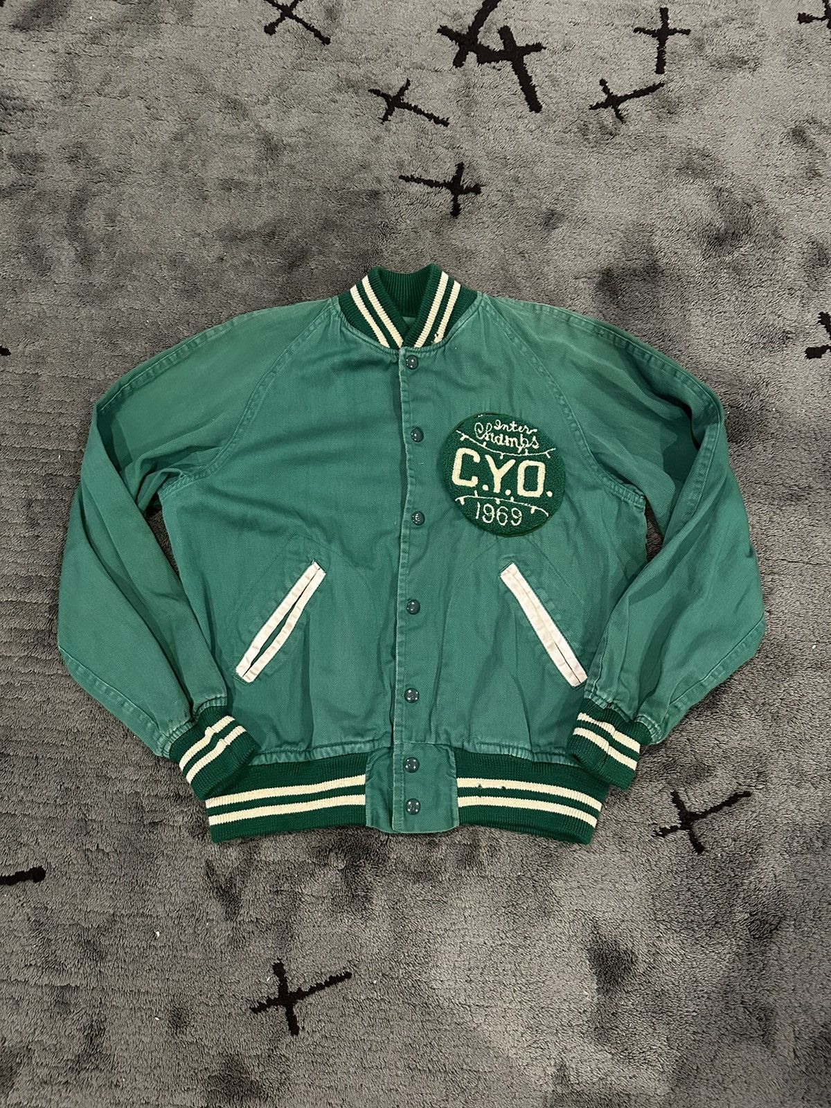 Vintage Vintage 1969 Green “Inter-Champs C.Y.O” Varsity Jacket Size US M / EU 48-50 / 2 - 1 Thumbnail
