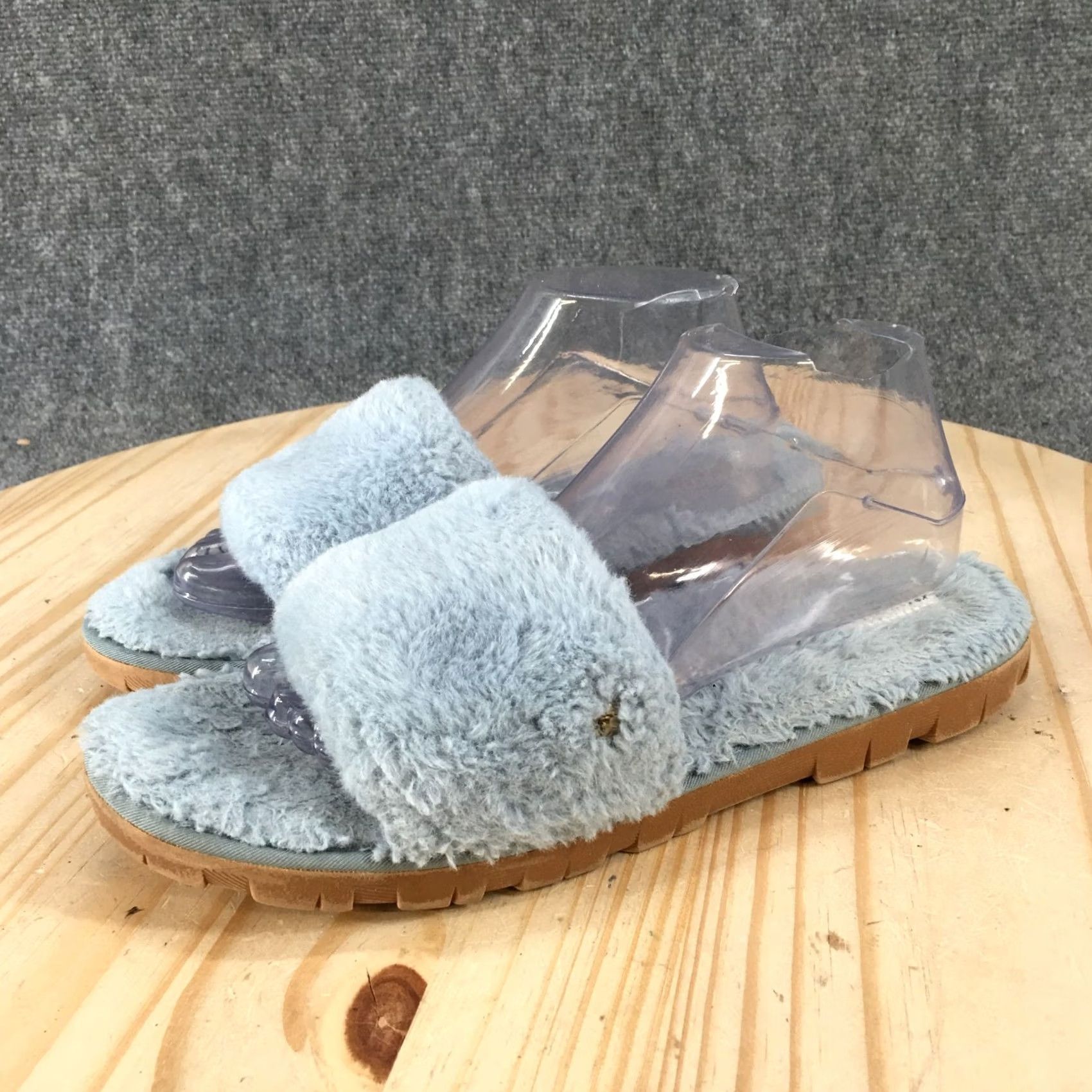 Vintage Kelly & Katie Slippers Womens 9-10 Blue Slides Faux Fur Cozy Indoor Comfort Slipper Size US 9 / IT 39 - 3 Thumbnail