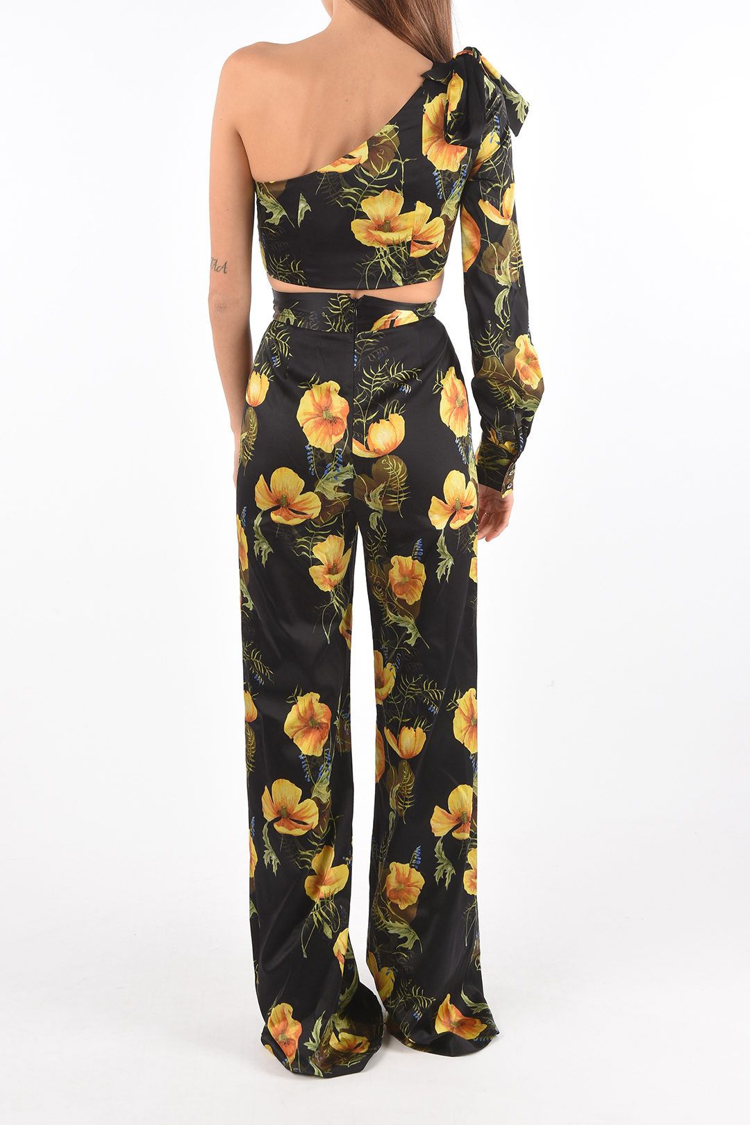 Philipp Plein og1mm0824 Silk One Shoulder Crop Top in Multicolor Size L / US 10 / IT 46 - 2 Thumbnail