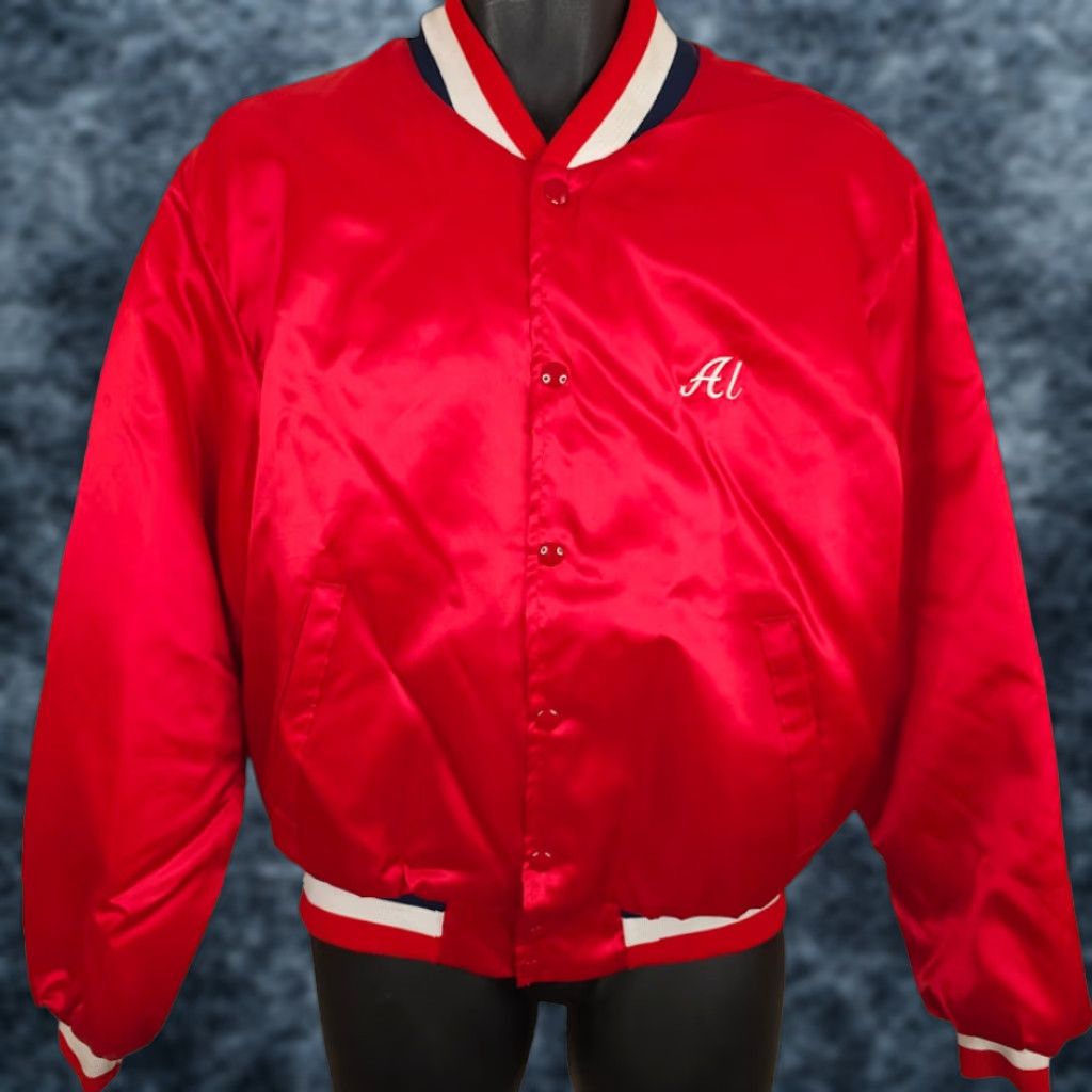 Vintage VINTAGE Swingster National Trails Satin Bomber Jacket Mens L Red 80s Made In USA Size US L / EU 52-54 / 3 - 1 Thumbnail