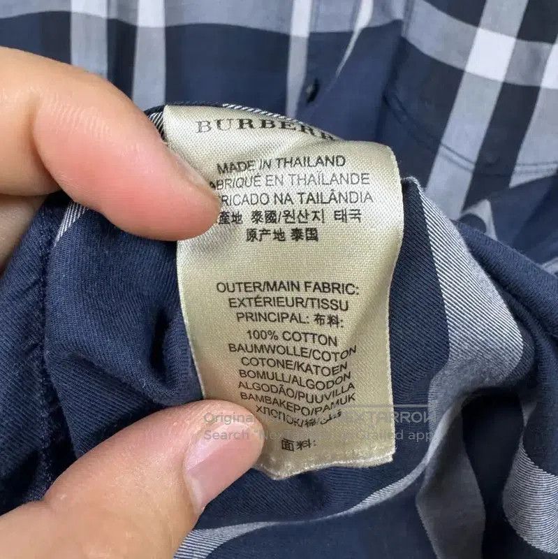 Burberry Burberry Men's Dark Blue Patterned Dress Shirt. Size US M / EU 48-50 / 2 - 6 Thumbnail