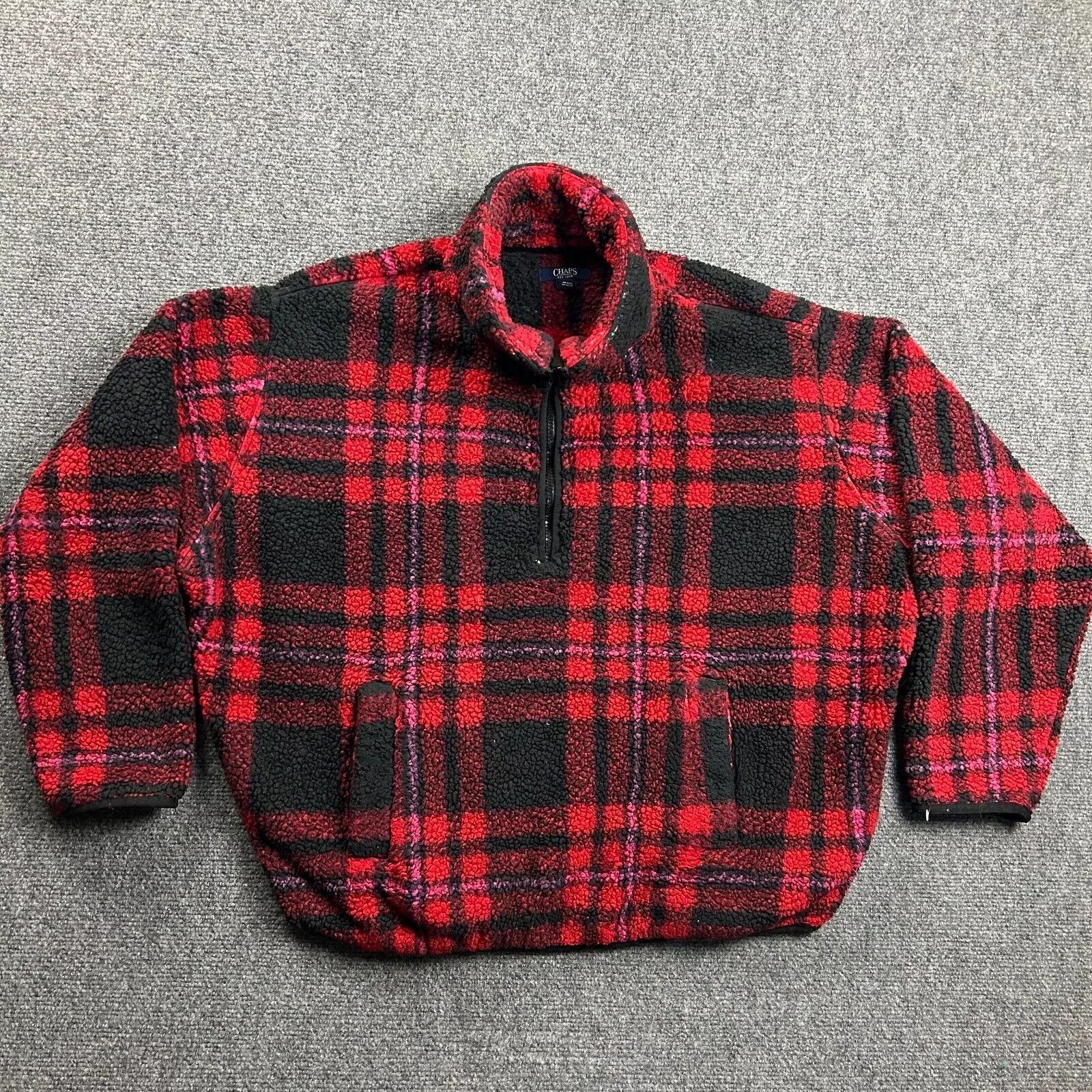 Chaps Chaps 1/4 Zip Pullover Womens Medium Plaid Fleece Sweatshirt Size M / US 6-8 / IT 42-44 - 1 Thumbnail