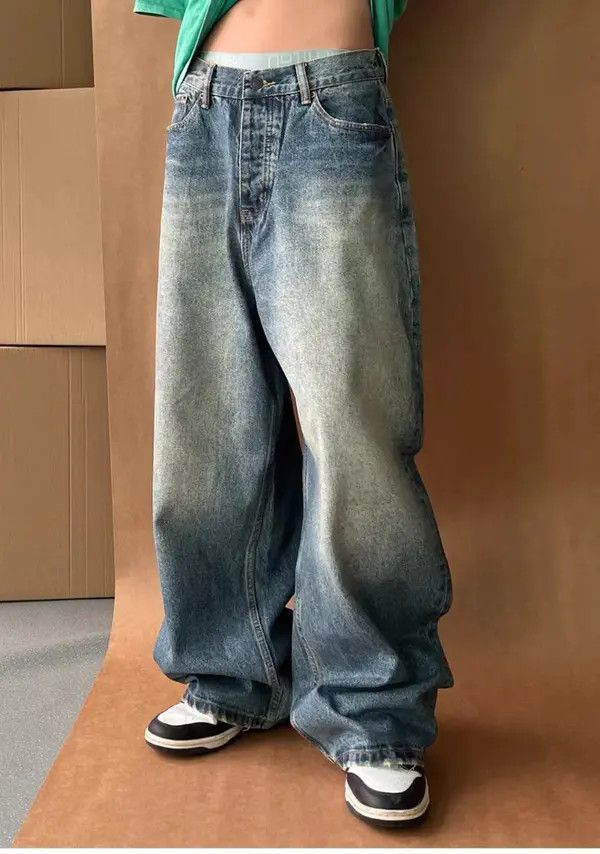 Japanese Brand VIBE Washed and whitened A-line slouchy vintage jeans Size US 30 / EU 46 - 4 Thumbnail