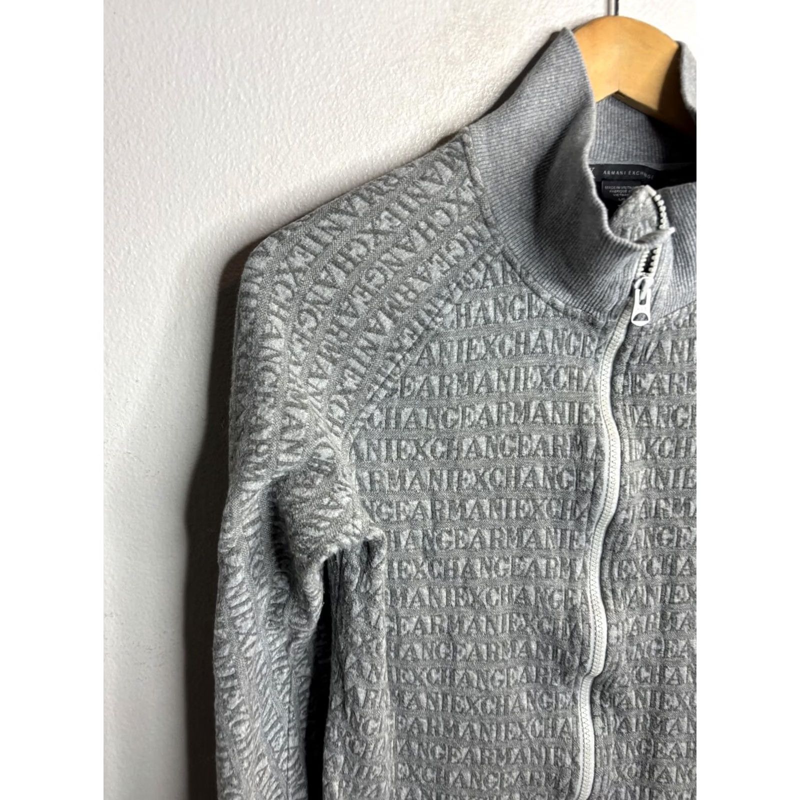 Armani Exchange Armani Exchange Sweater Womens Small Gray Full Zip Monogram Logo Stand Collar Size S / US 4 / IT 40 - 2 Thumbnail