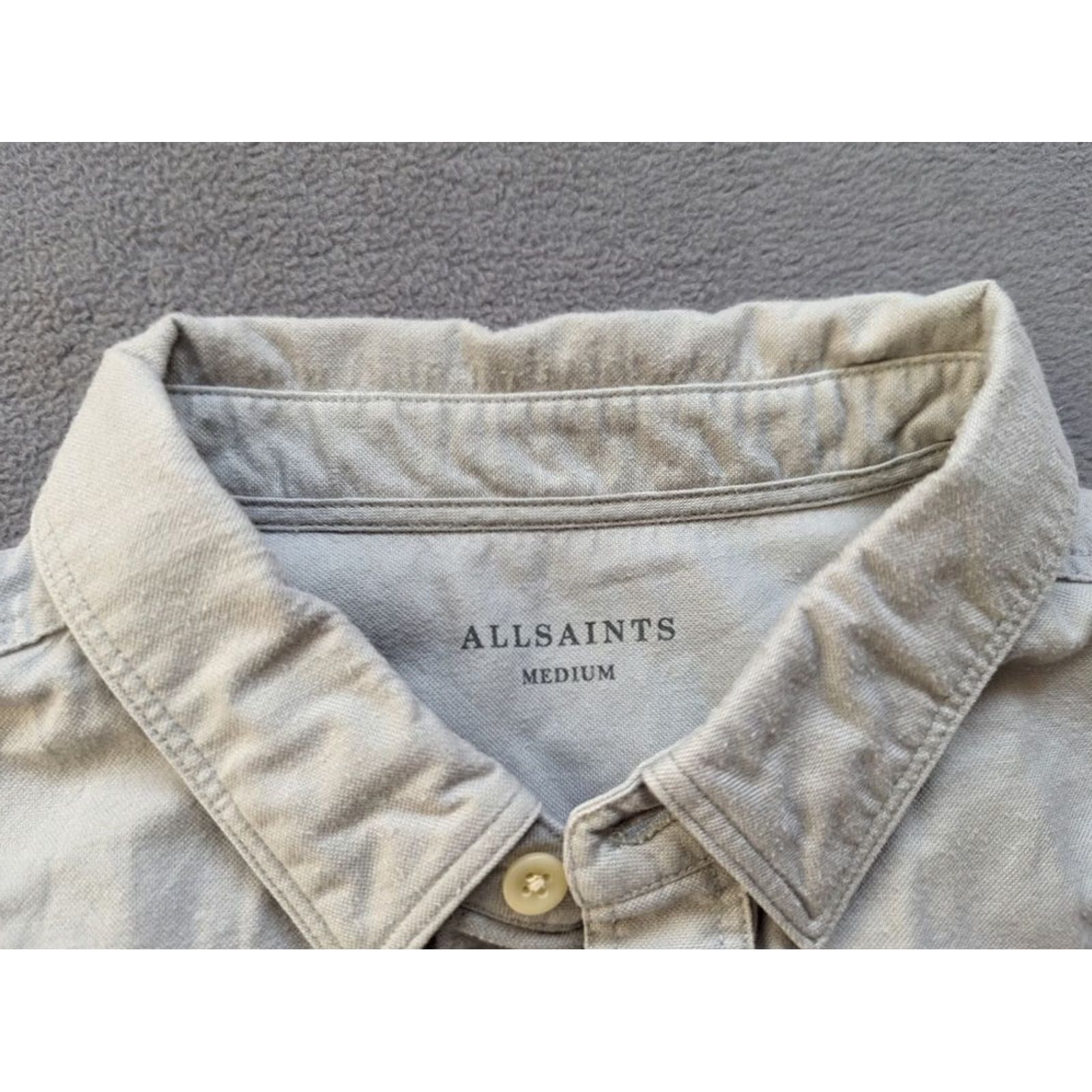 Allsaints ALLSAINTS Button-Up Shirt Mens M Light Gray Short Sleeve Shirt Mens M Gray Short Sleeve Shirt AllSaints Button-Up Mens Shirt Size US M / EU 48-50 / 2 - 4 Thumbnail