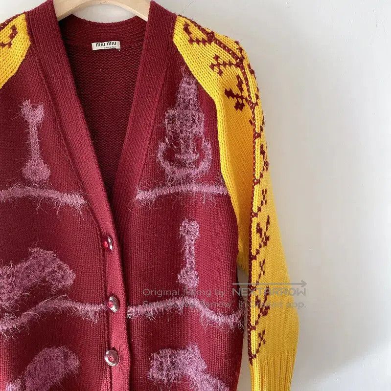 Miu Miu Miu Miu Multicolor Wool Pattern Cardigan . Size S / US 4 / IT 40 - 3 Thumbnail