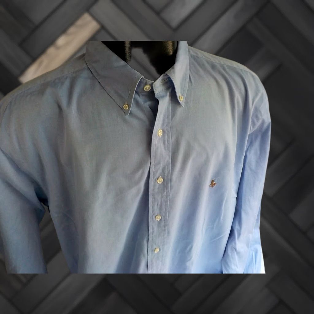 Ralph Lauren Ralph Lauren Classic Fit Button Front Shirt Blue 100% Cotton SZ 18 TALL Long Sleeve Mens Size US XXL / EU 58 / 5 - 1 Thumbnail