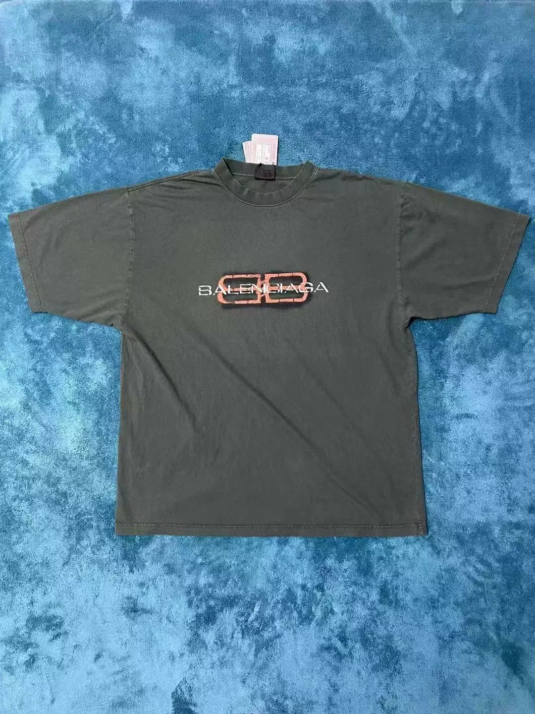 Balenciaga Balenciaga BB Logo Print Green T-Shirt Size US L / EU 52-54 / 3 - 1 Thumbnail