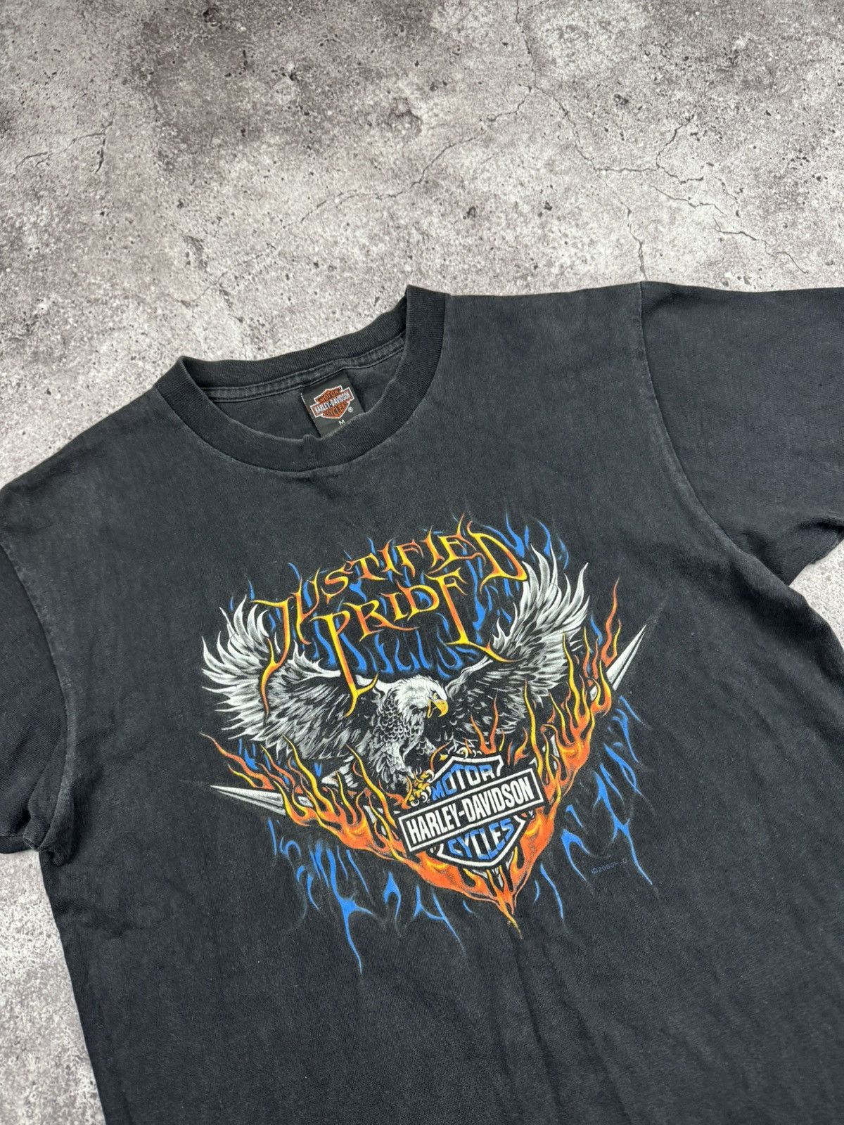Harley Davidson Vintage 2000s Harley Davidson Eagle Faded Black T-shirt Size US M / EU 48-50 / 2 - 2 Thumbnail