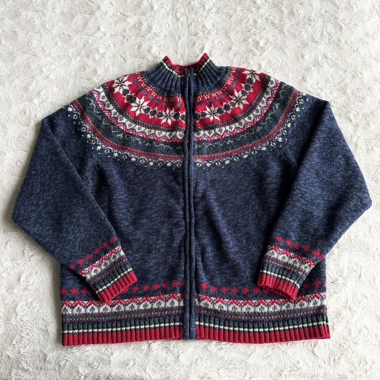 Other Vintage Fair Isle Cardigan Sweater Womens Medium Blue Zip Size M / US 6-8 / IT 42-44 - 1 Thumbnail