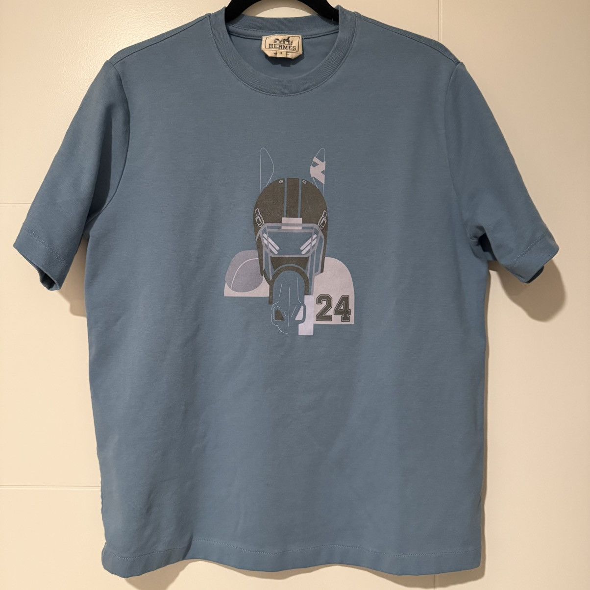 Hermes Hermès Men’s "Quarterb'H" Sky Blue Crewneck T-shirt Small Size US S / EU 44-46 / 1 - 1 Thumbnail