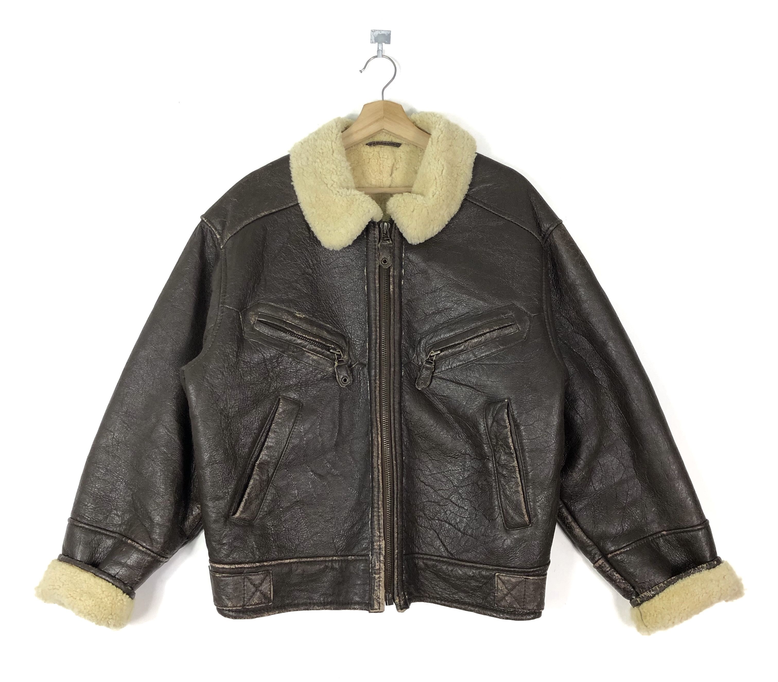 Vintage RARE🔥80’S POINT B3 SHEARLING SHEEPSKIN AVIATOR TURKEY MADE Size US L / EU 52-54 / 3 - 2 Thumbnail