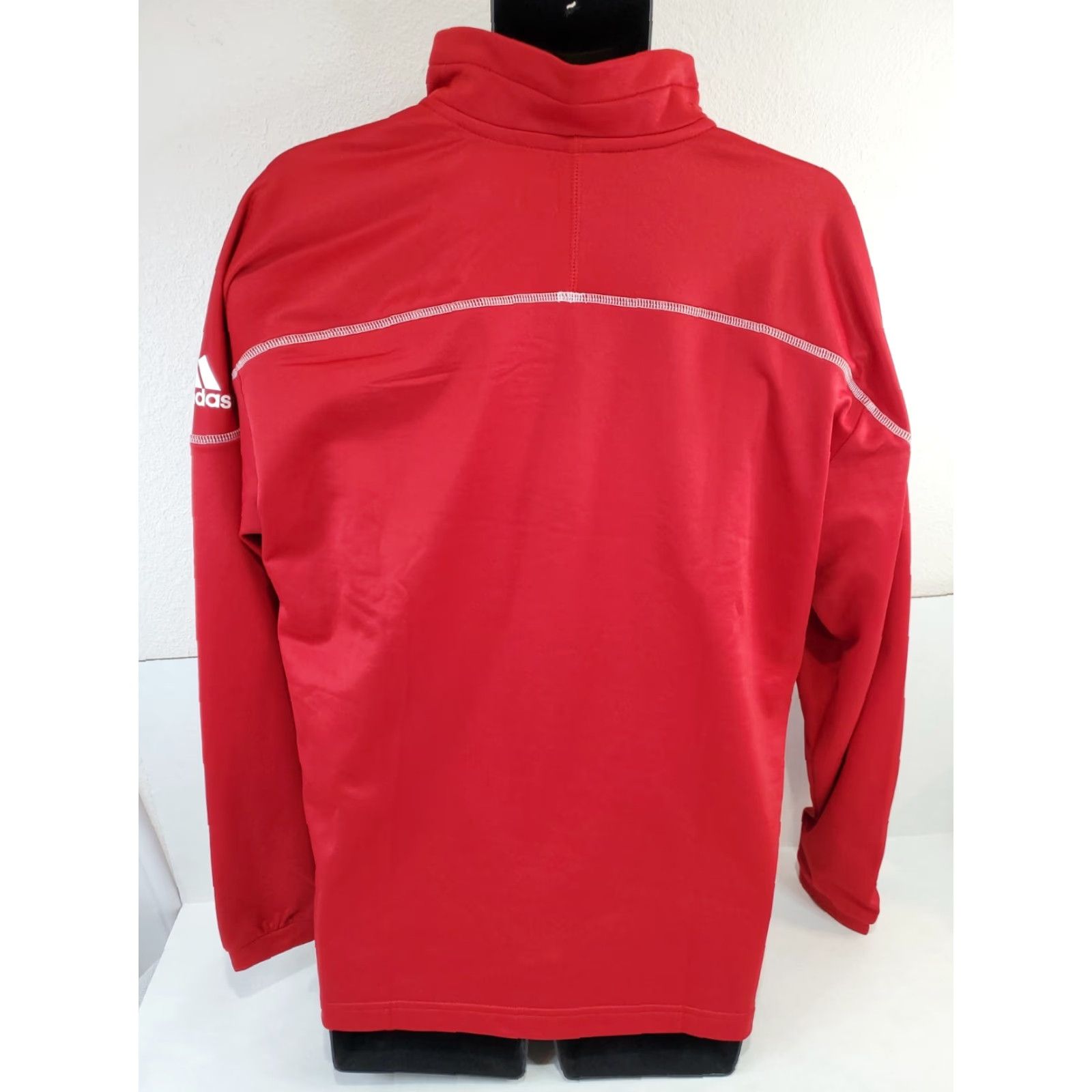 Adidas adidas Men's M Medium Long Sleeve 1/4 Snap Pullover HH7416 Red with Grey Trim Size US M / EU 48-50 / 2 - 4 Thumbnail