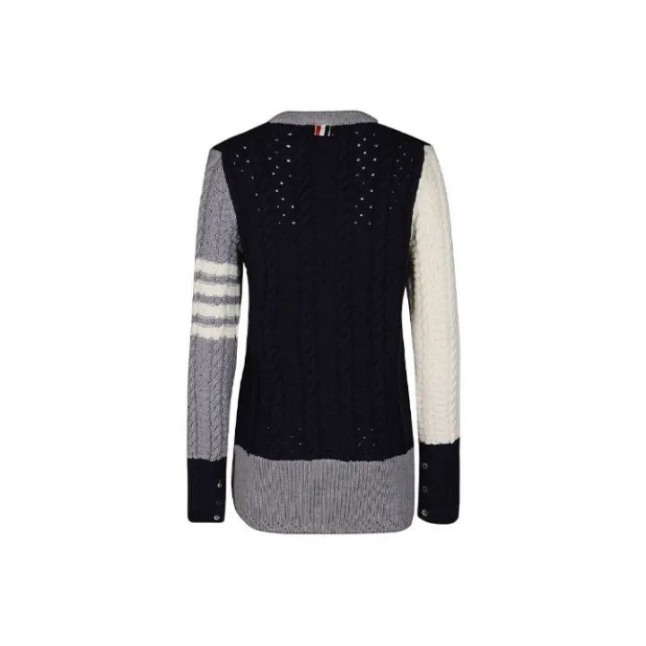 Thom Browne Thom Browne Color Blocked Cable Knit Sweater 0079 Size S / US 4 / IT 40 - 1 Thumbnail