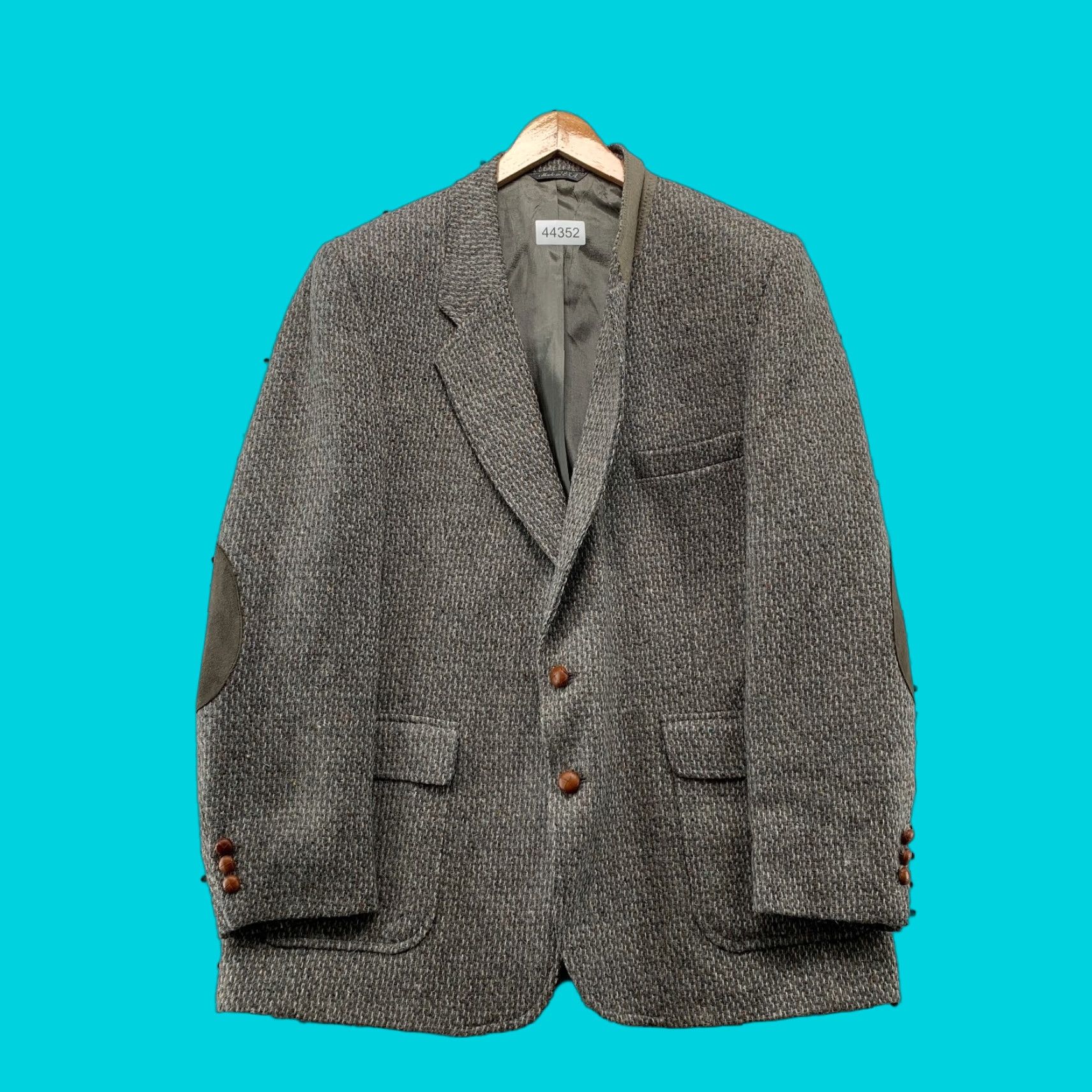 Levi's VINTAGE Levi's Blazer Wool Tweed 46R Gray Two-Button Suede Elbows Made USA Mens Jacket Blazer Size 46R - 1 Thumbnail