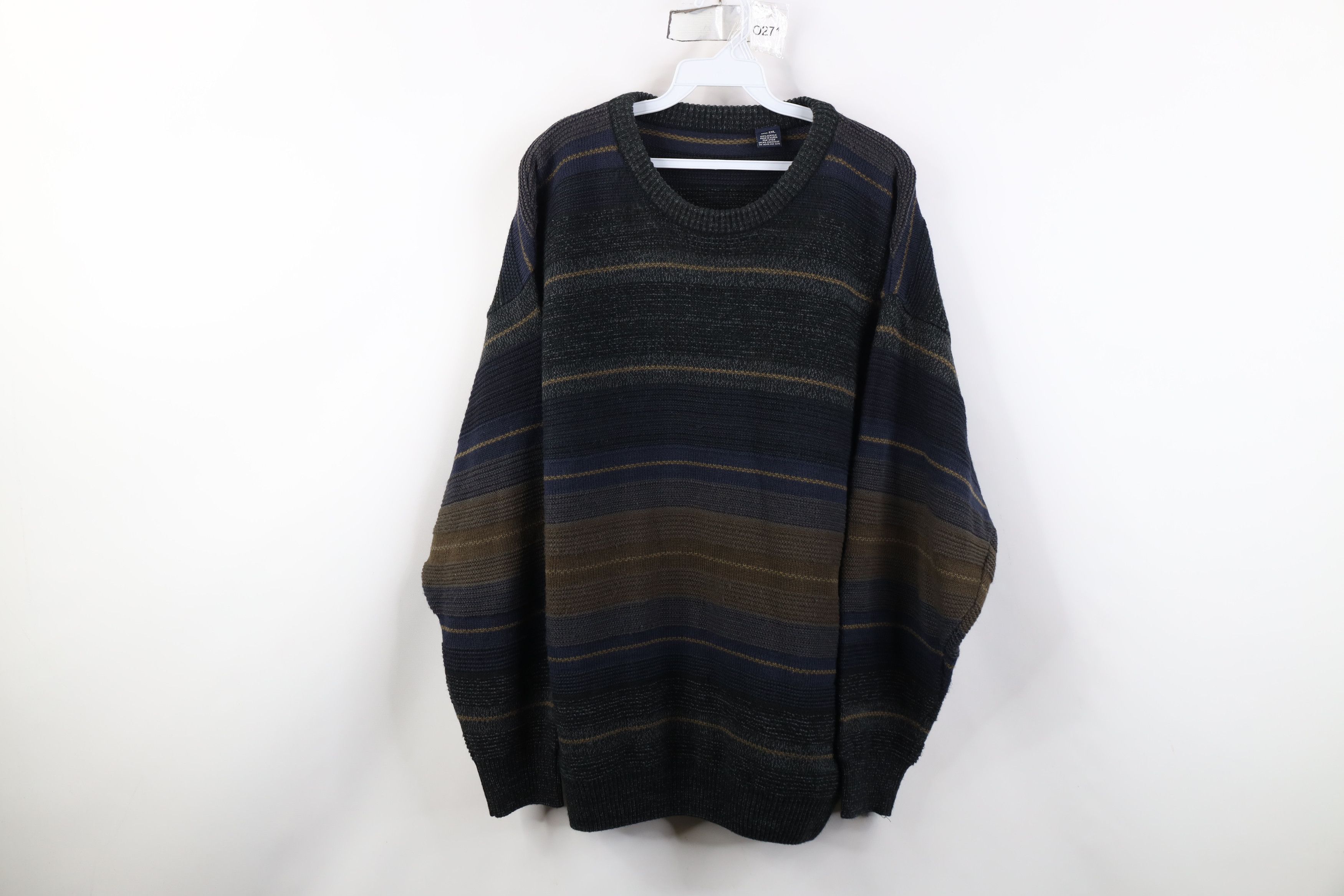 Vintage Vintage 90s Streetwear Earth Tone Knit Crewneck Sweater Size US XXL / EU 58 / 5 - 1 Thumbnail