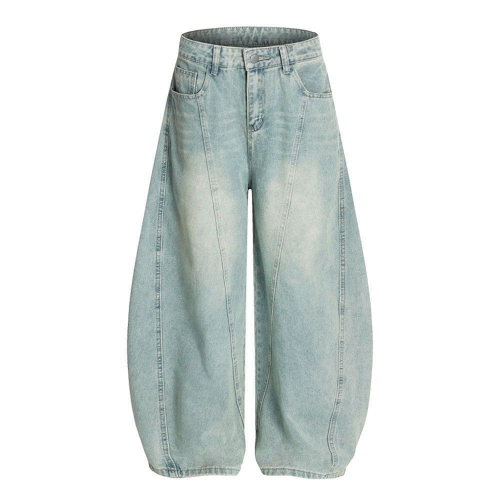 Men's punk American retro distressed washed scimitar jeans