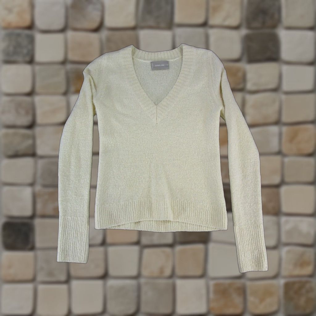 Everlane Everlane Wool Sweater Women Small Ivory V-Neck Knit Pullover Women Size S / US 4 / IT 40 - 1 Thumbnail