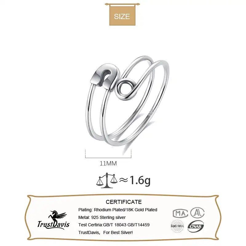 Designer × Jewelry × Sterling Silver Trustdavis Real 925 Sterling Silver Rings Size ONE SIZE - 4 Thumbnail