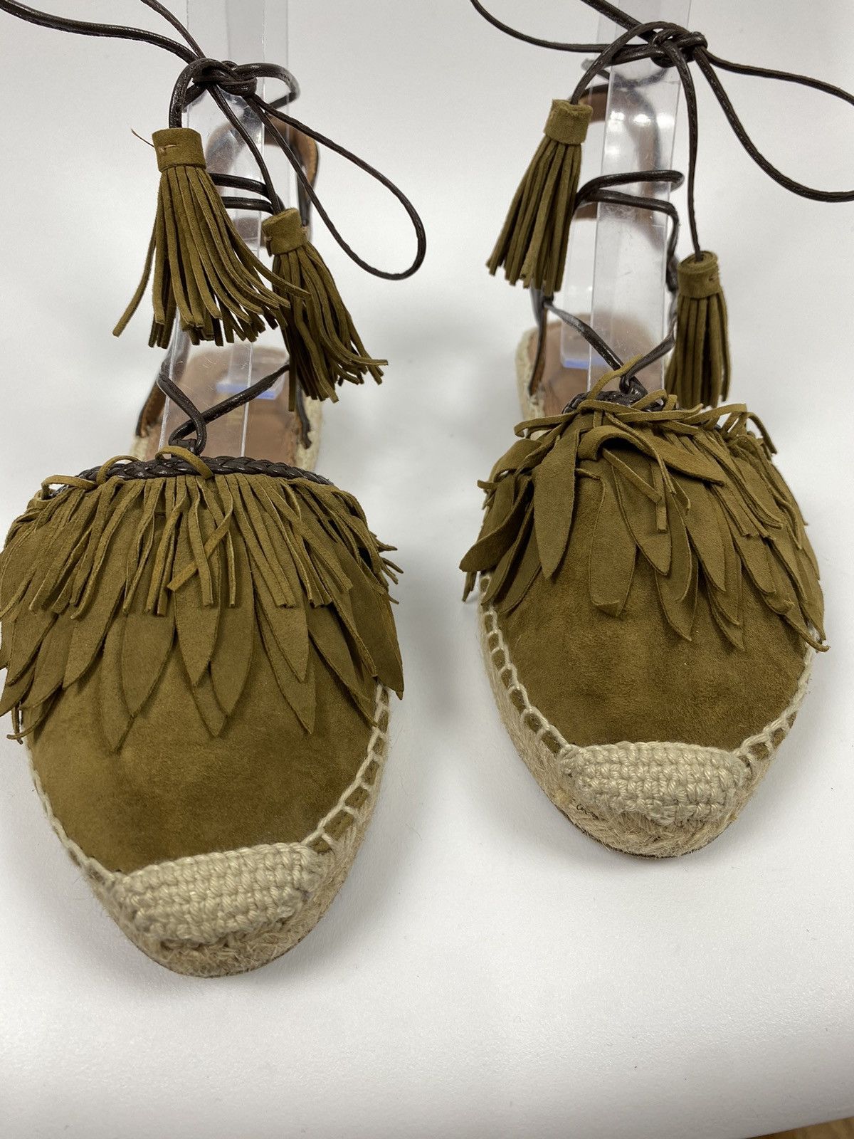 Aquazzura Aquazzura Pocahontas Fringed Suede Lace-Up Espadrille Flats Size US 7 / IT 37 - 5 Thumbnail
