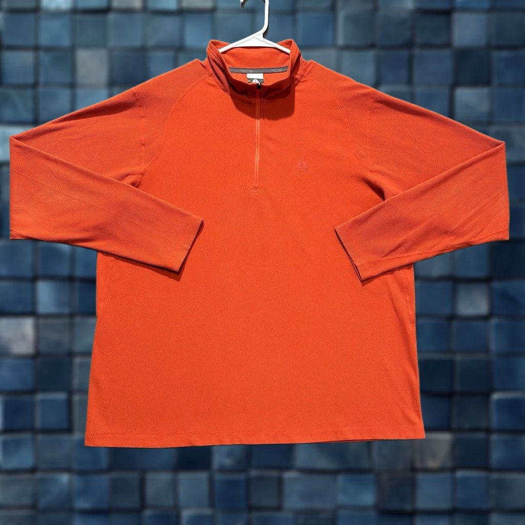 Nike Nike ACG Pullover Mens XL Orange Quarter Zip Thermal Long Sleeve Base Layer EUC Size US XL / EU 56 / 4 - 1 Thumbnail