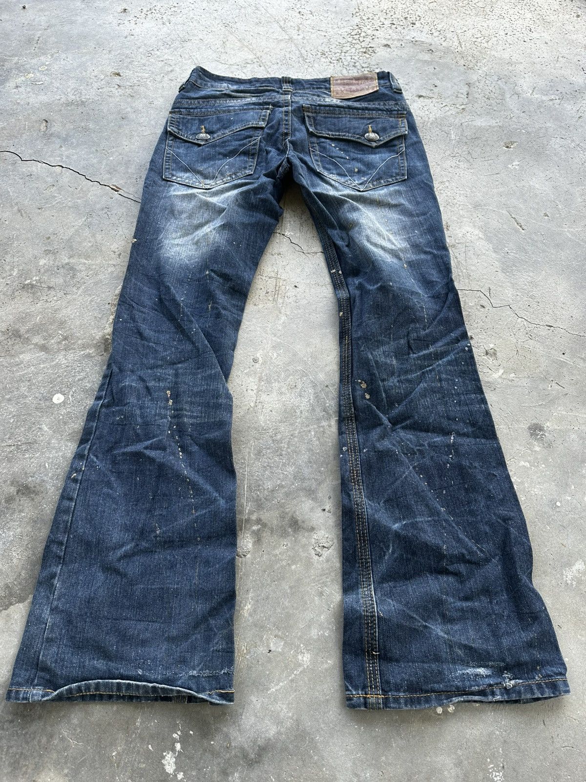 Le Grande Bleu (L.G.B.) Original Jeans Skull Flare Distressed Denim Size US 32 / EU 48 - 9 Thumbnail