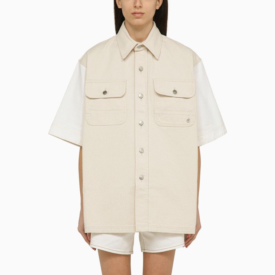 Stella McCartney o1d2blof1024 Denim Shirt in White / Ecru Size XS / US 0-2 / IT 36-38 - 1 Thumbnail