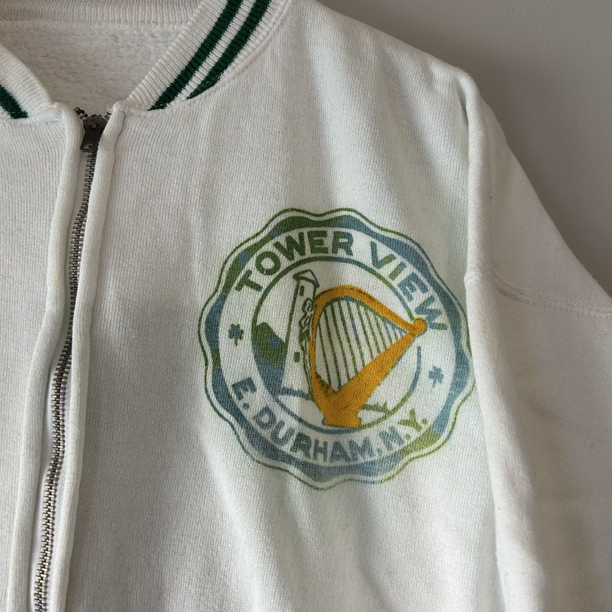 Vintage 50s Tower View E Durham NY Zip Up Sweatshirt Size US M / EU 48-50 / 2 - 2 Thumbnail