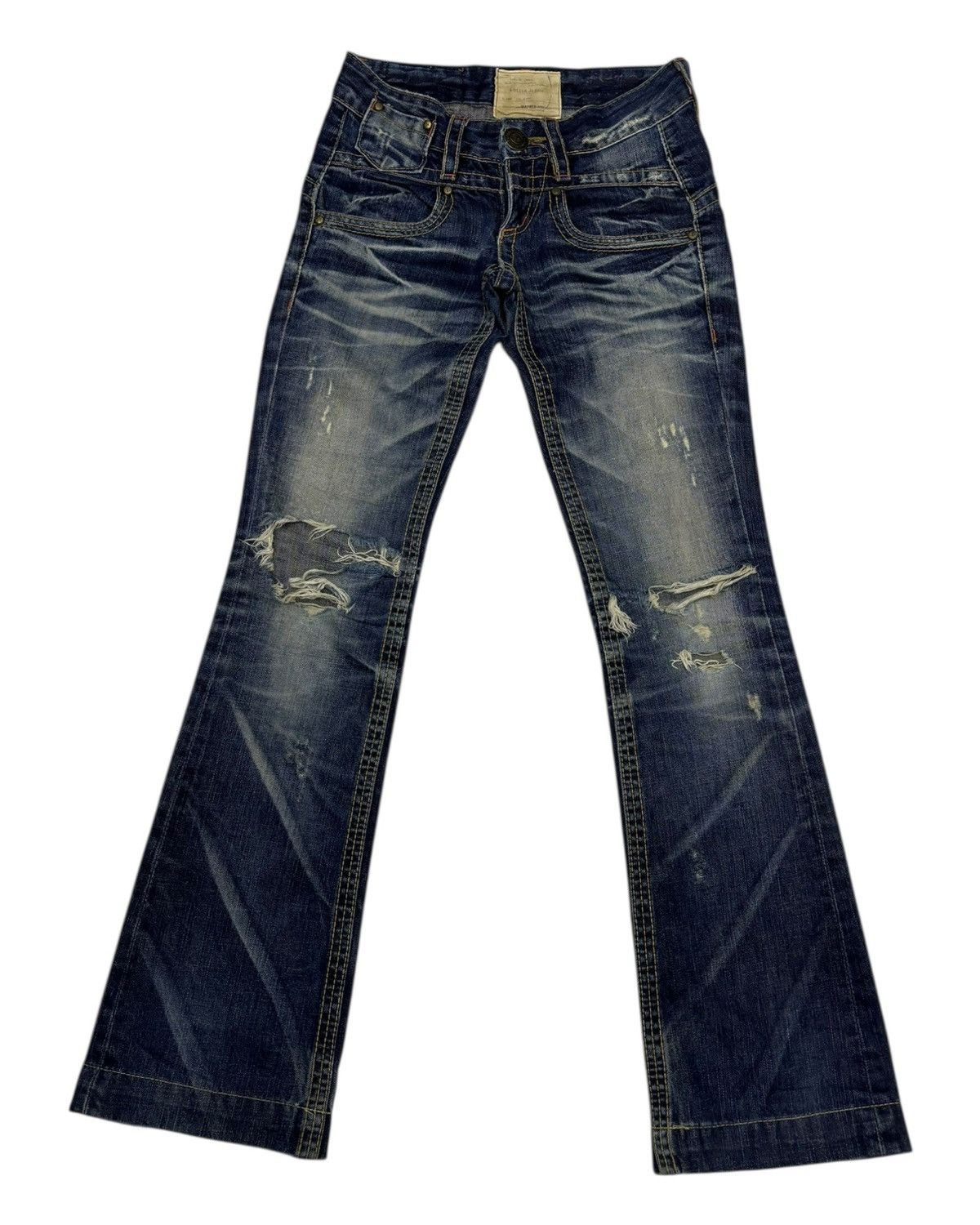 Japanese Brand Vintage Lolita Flared Bootcut Distressed Denim Jeans Size 25" / US 0 / IT 36 - 1 Thumbnail