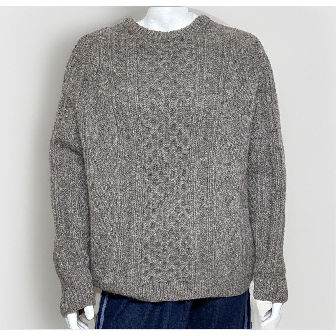 Handmade Handmade Fisherman Sweater Mens XL Gray Wool Cable Knit Crew Size US XL / EU 56 / 4 - 1 Thumbnail