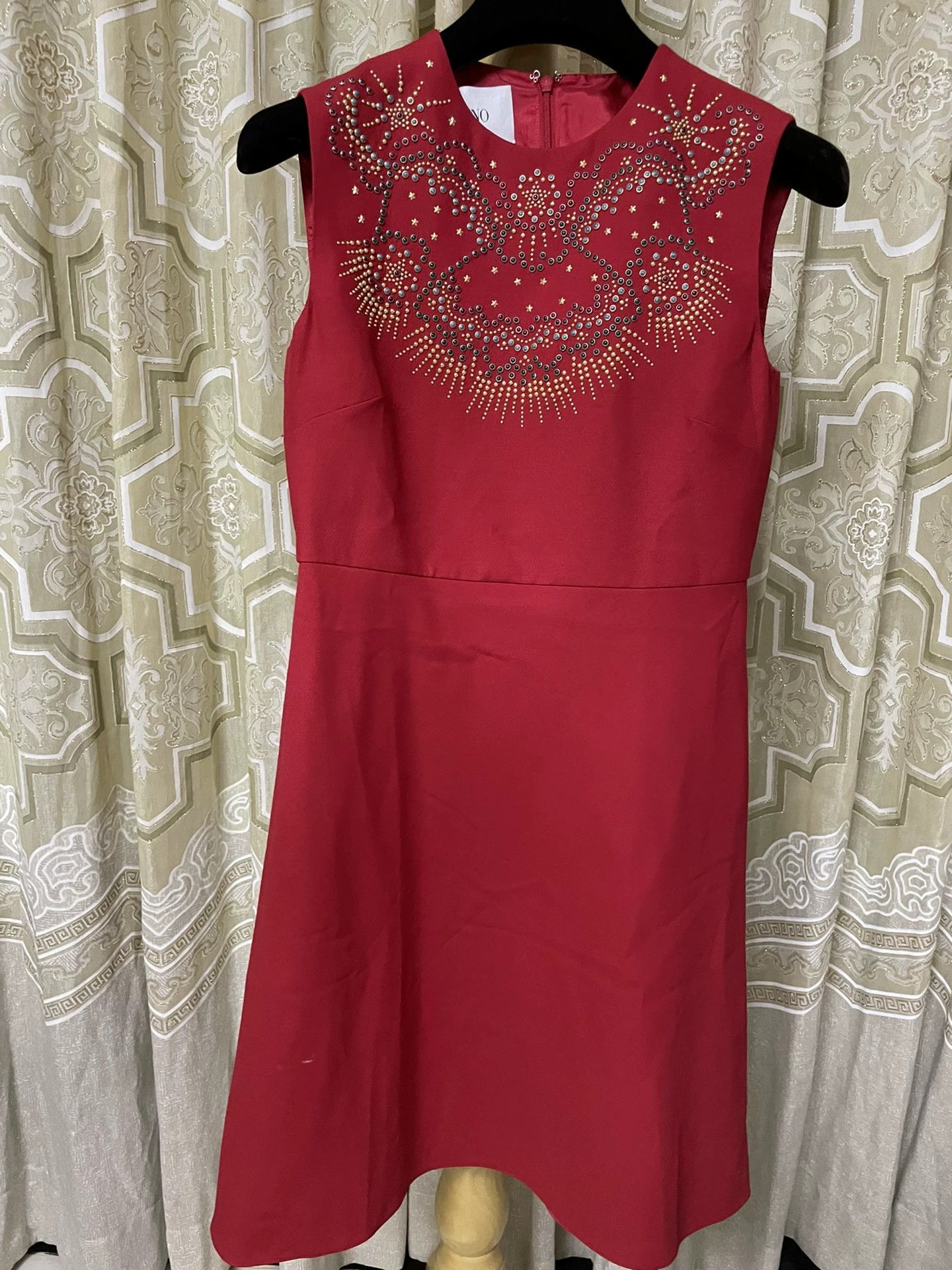 Valentino Valentino Red Embellished Dress Size US M / EU 48-50 / 2 - 1 Thumbnail