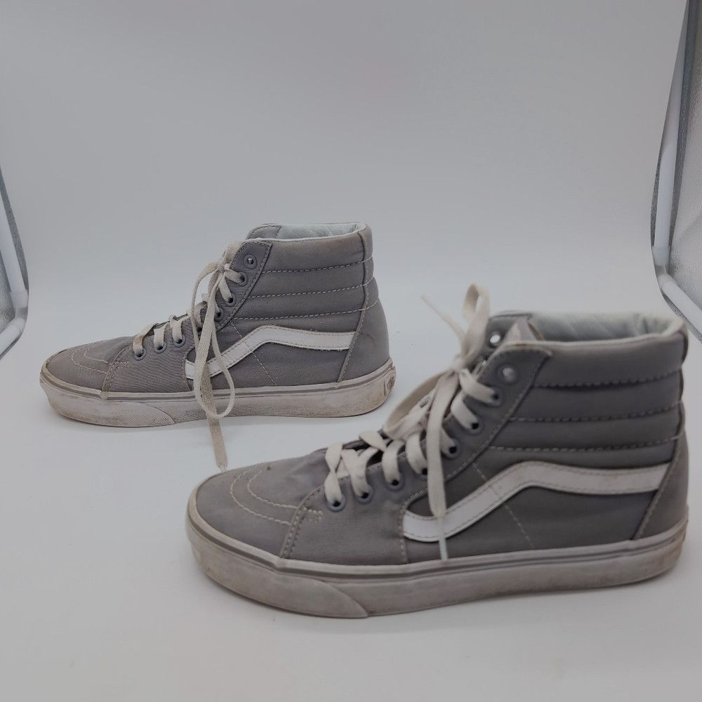 Vans Vans SK8 Unisex M 7.5 W 9 Gray and White Canvas High-Top Sn Size US 7.5 / EU 40-41 - 3 Thumbnail