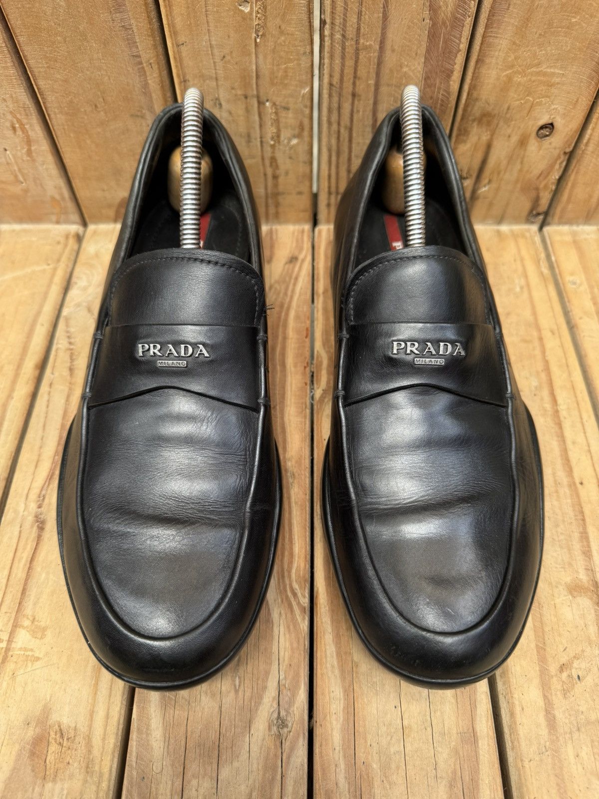Prada Prada Men’s Penny black Leather Loafers Size Uk 5 USA 6 Size US 6 / EU 39 - 4 Thumbnail