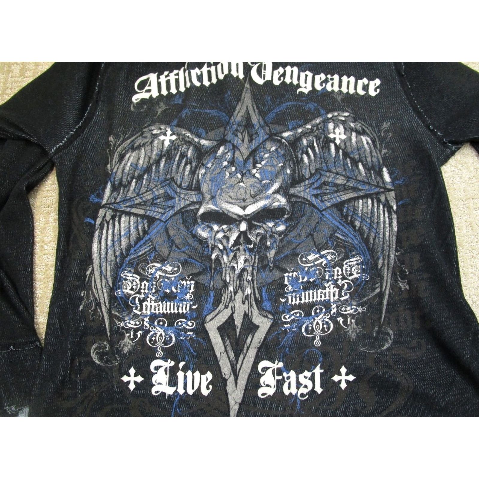 Affliction Affliction Shirt Men XL Black Reversible Thermal Wings Skull Grunge Gothic Y2K Size US XL / EU 56 / 4 - 4 Thumbnail