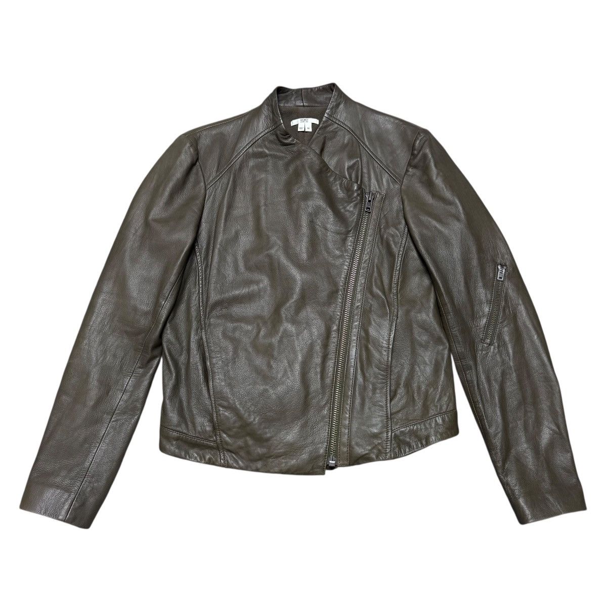 Helmut Lang Helmut Lang Leather Biker Jacket Green Washed Size M / US 6-8 / IT 42-44 - 2 Thumbnail