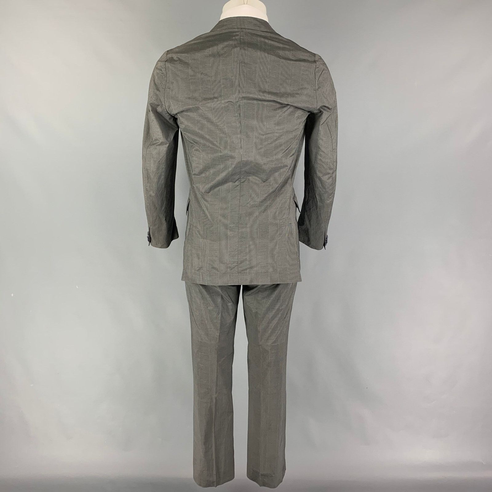 Paul Smith Size S Gray Glenplaid Cotton Silk Notch Lapel Suit Size 38R - 3 Thumbnail