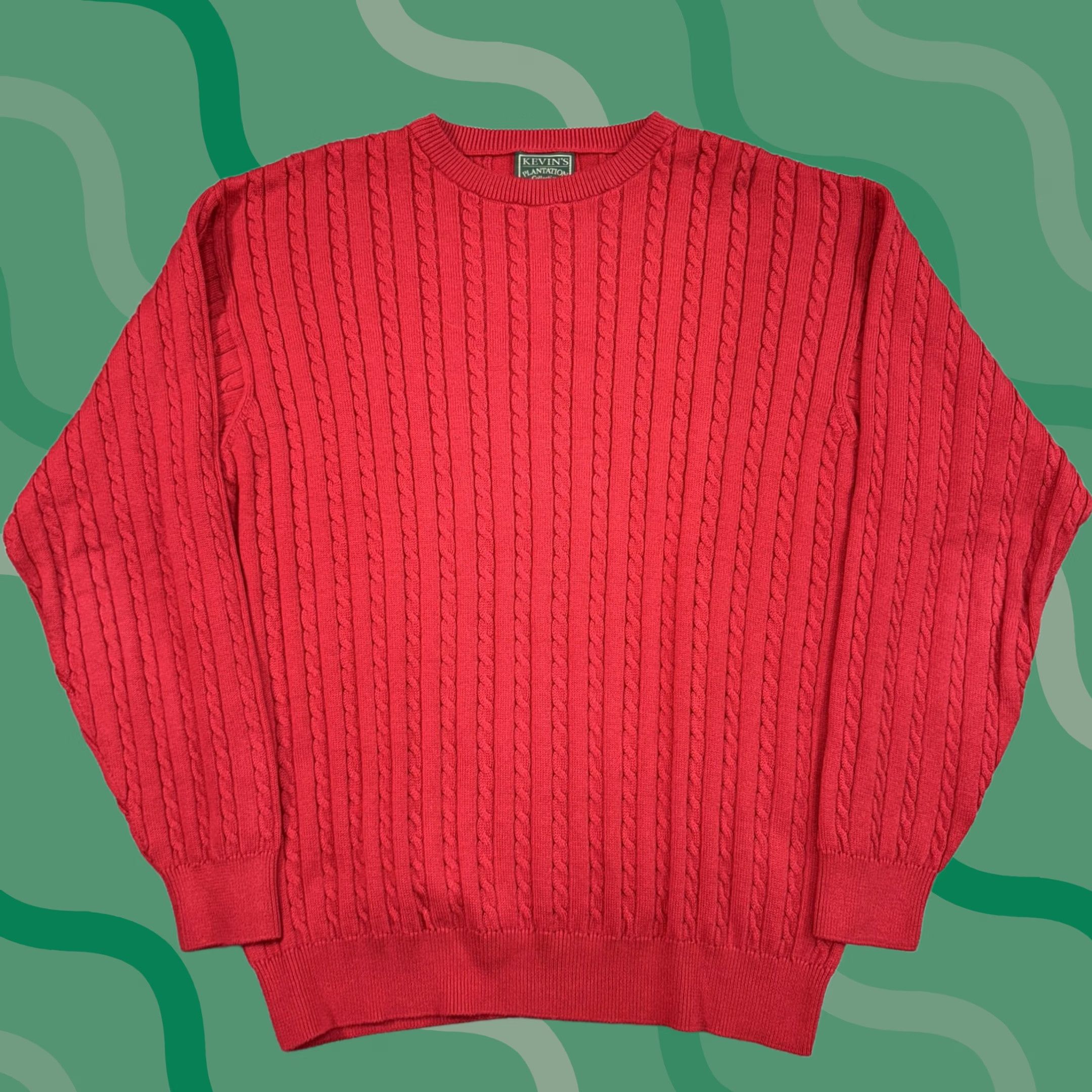 Vintage Kevins Plantation Collection Sweater Mens Large Red Cable-Knit Pullover Crewneck Size US L / EU 52-54 / 3 - 1 Thumbnail