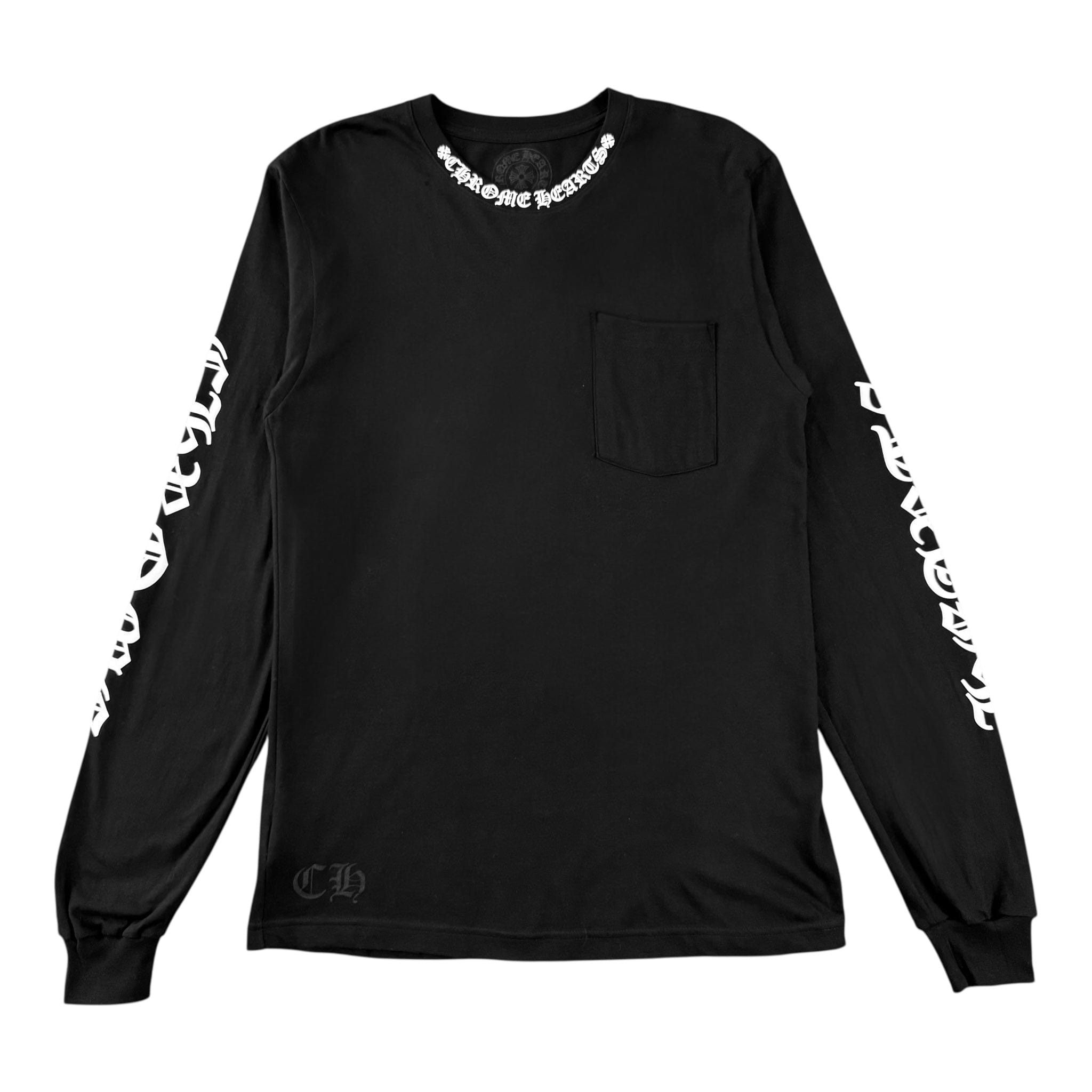 Neck Logo Long Sleeve Tee Shirt Black White
