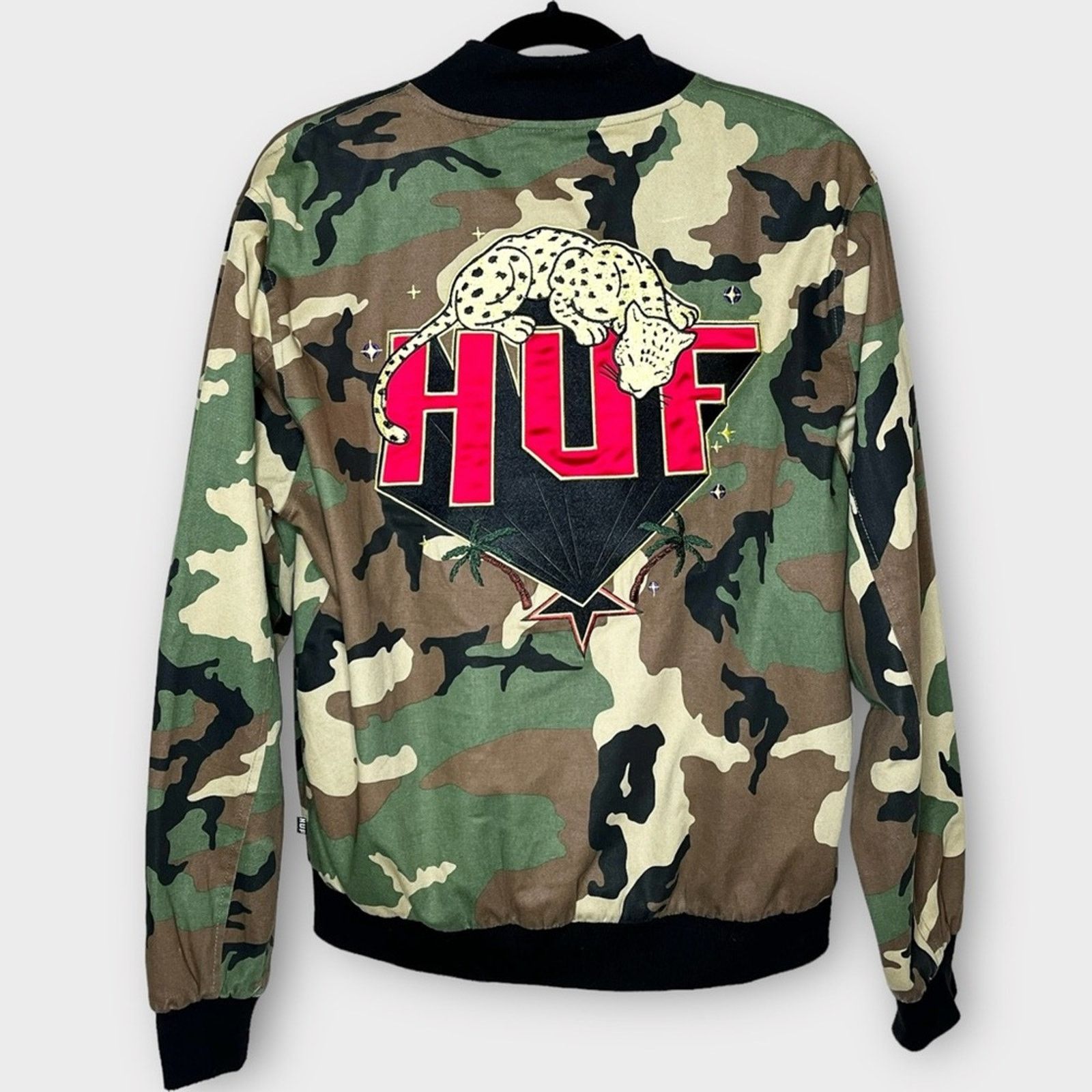 Huf HUF kingston camo bomber jacket embroidered cheetah leopard Size US M / EU 48-50 / 2 - 2 Thumbnail