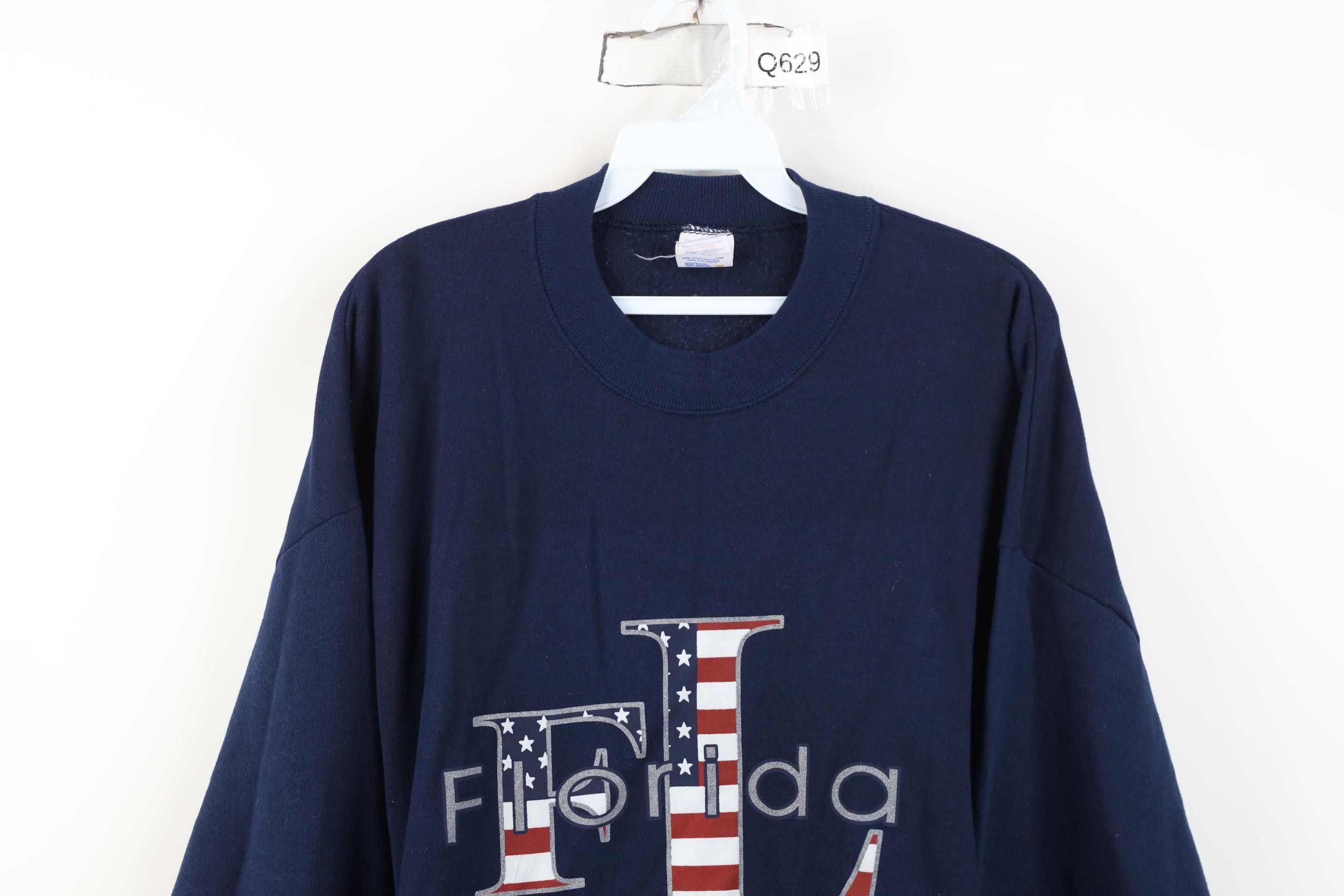Vintage Vintage 90s Streetwear Florida USA Flag Crewneck Sweatshirt Size US XL / EU 56 / 4 - 2 Thumbnail