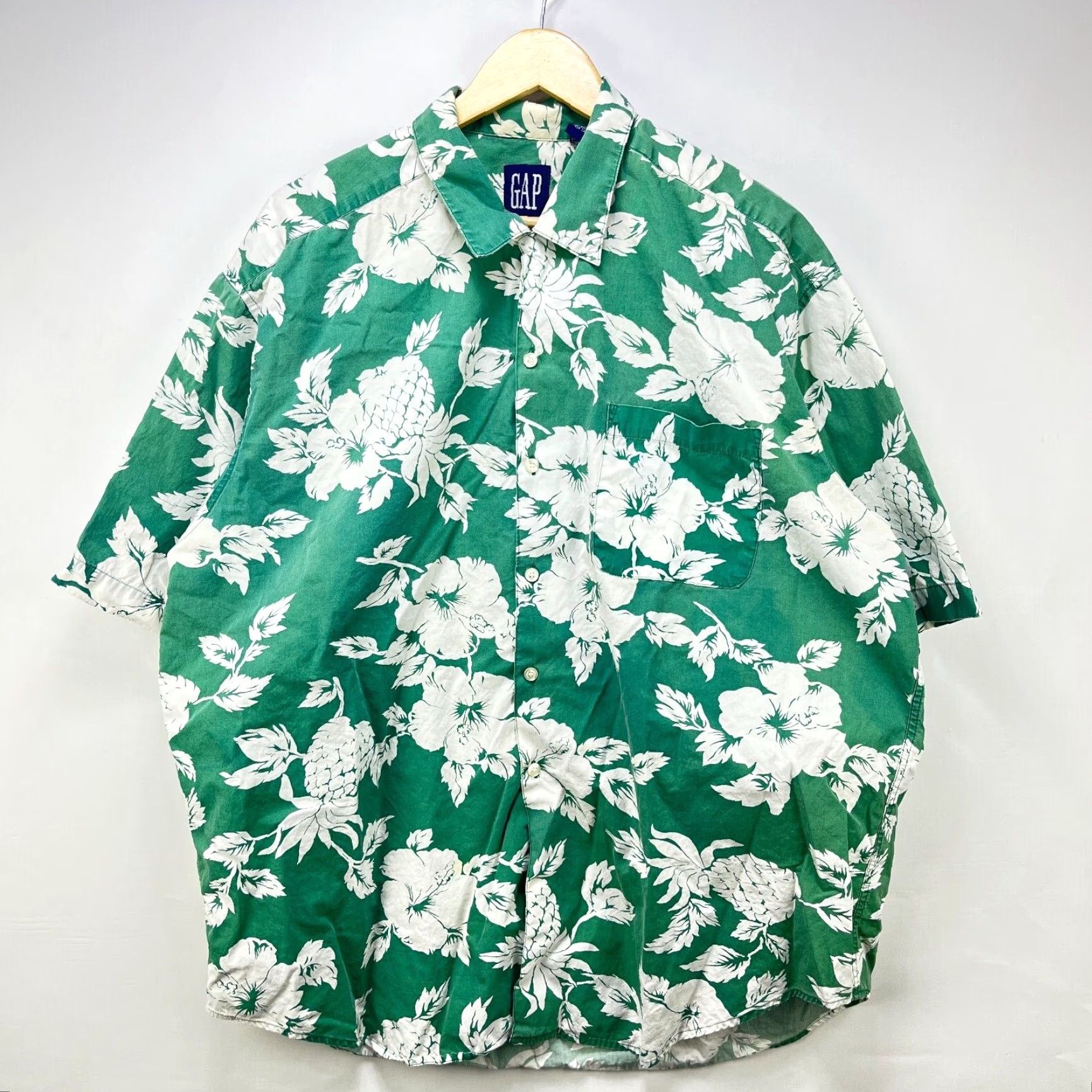 Gap VINTAGE Gap Hawaiian Flower Button-Up Shirt XL Mens Green 90s T-Shirt Size US XL / EU 56 / 4 - 2 Thumbnail