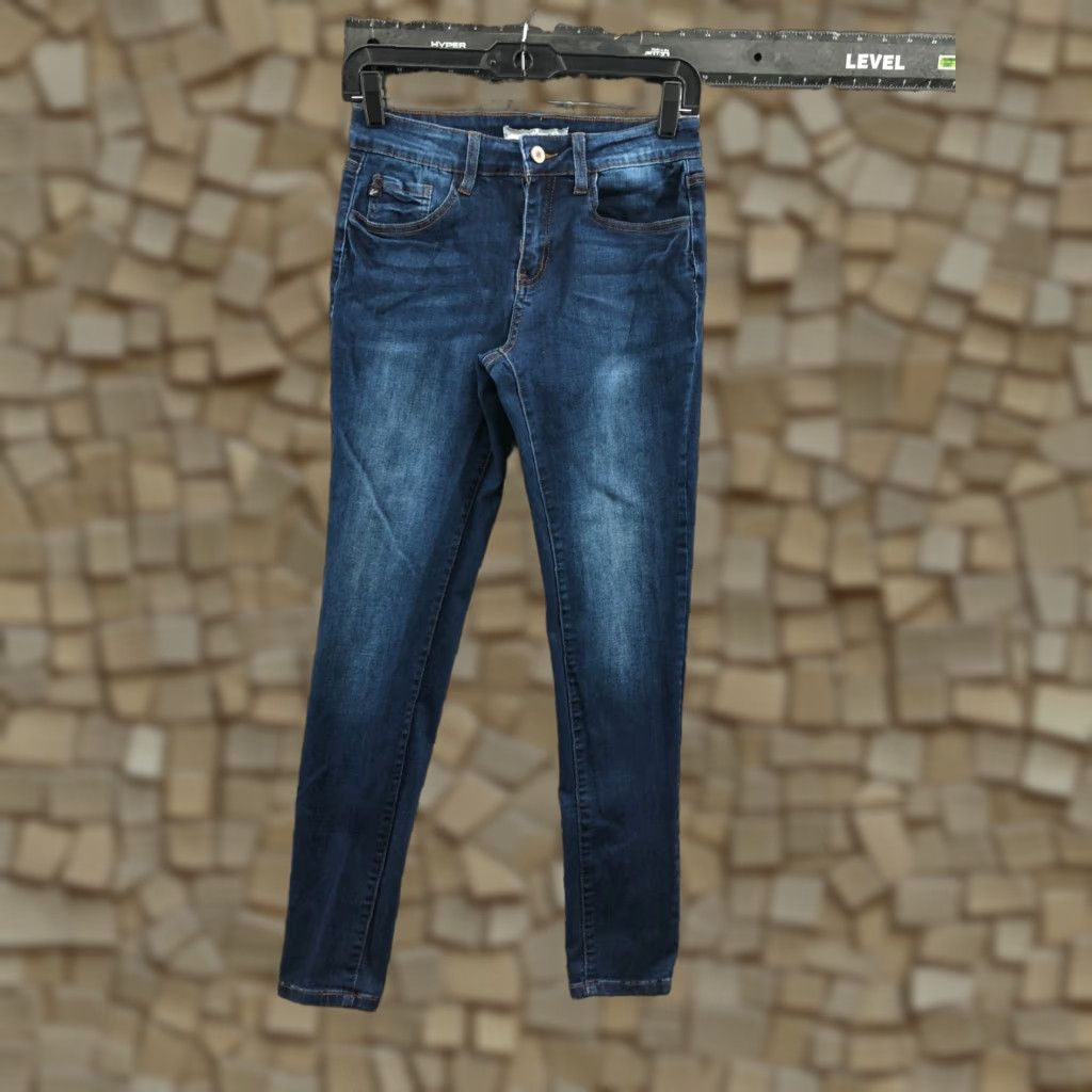 Vintage KanCan Skinny Jeans Women Juniors Size 7 Wash Blue Denim 5-Pocket Zip Button Mid Rise Inseam 29 in Sl Beige? Size 28" / US 6 / IT 42 - 1 Thumbnail