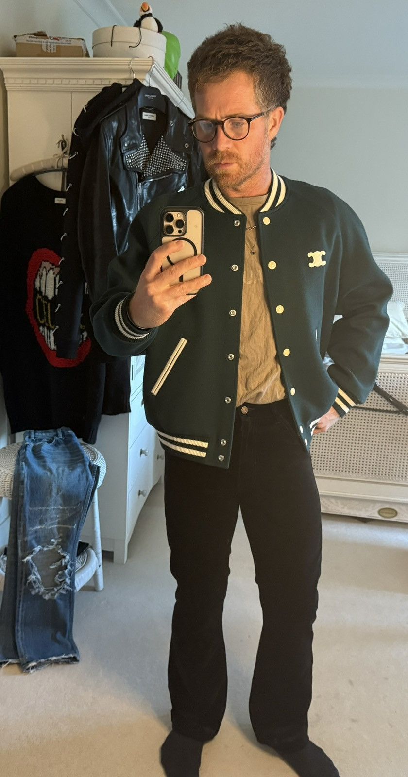 Celine $3.25k+ FW24 Celine Triomphe logo teddy jacket green Hedi 52 Size US L / EU 52-54 / 3 - 3 Thumbnail