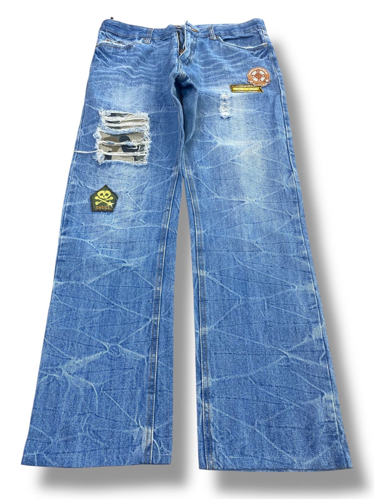 Japanese Brand Japanese Brand Patchwork Distressed Style Loose Jeans Size US 31 - 1 Thumbnail
