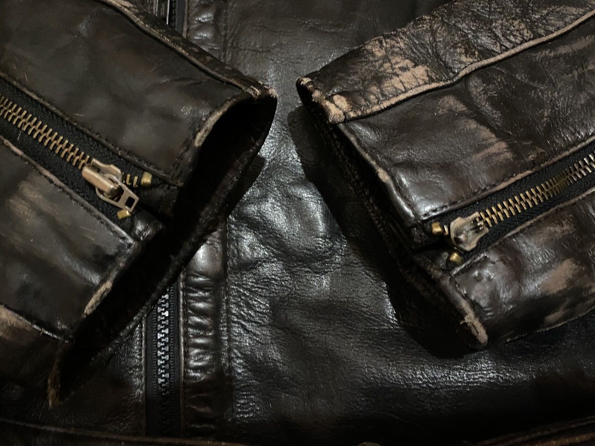 Vintage Retro style 50s Motorcycle Distressed Leather Biker Jacket Size US XL / EU 56 / 4 - 14 Thumbnail