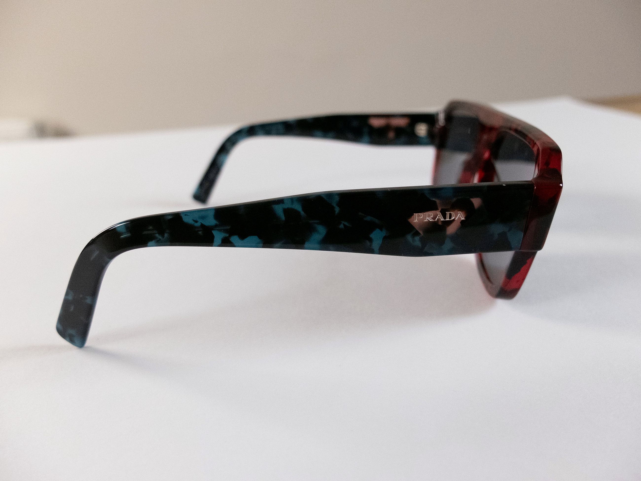 Prada PRADA red green tortoise shell rectangle sunglasses Italy Size ONE SIZE - 6 Thumbnail